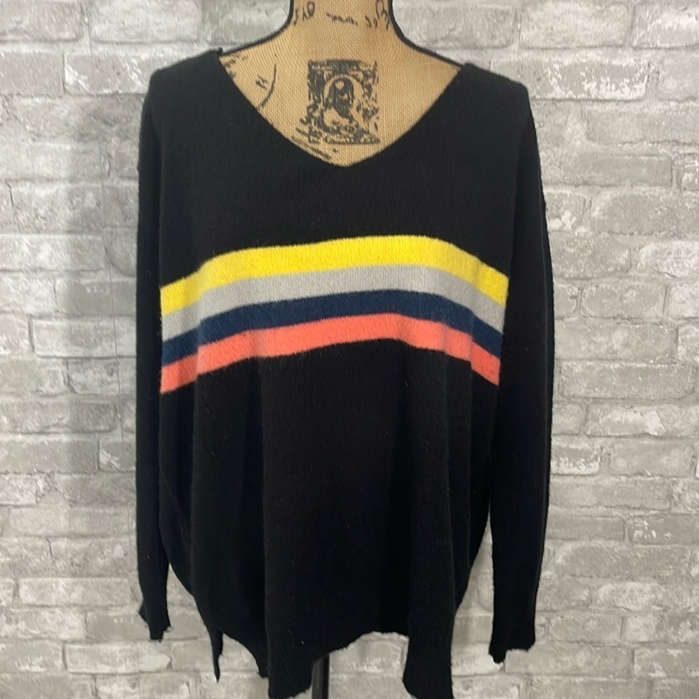 Wishlist Color Striped Black Sweater